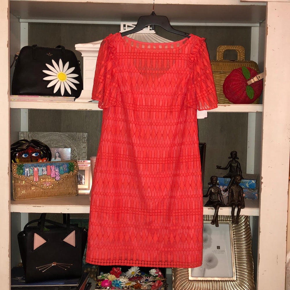 Trina Turk Ellington Lace Knit Dress Coral SZ S NWT - Picture 6 of 7